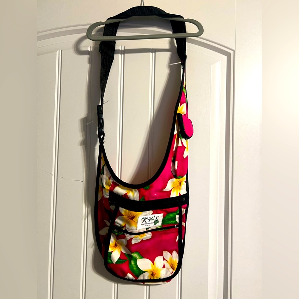 KY’S Hawaii USA Sling bag Pink with Plumeria Print
